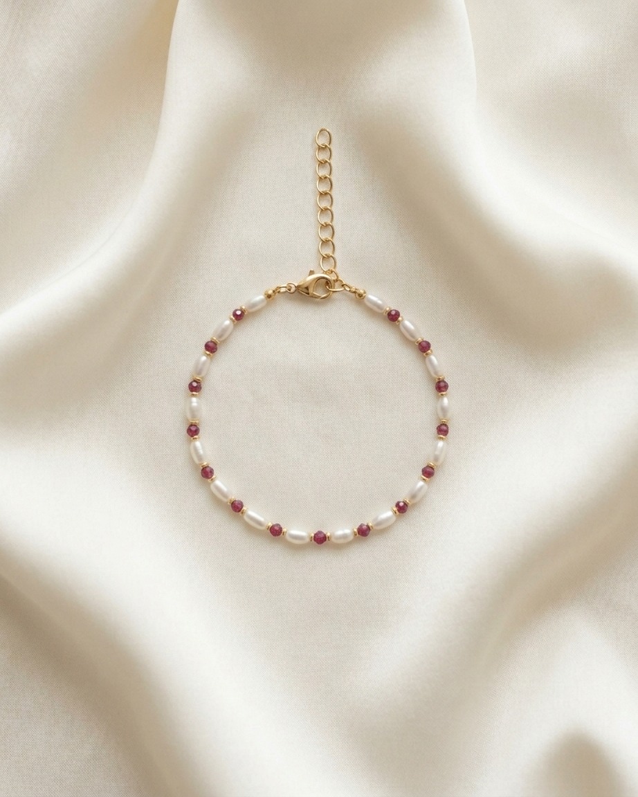 צמיד פנינה ורוד